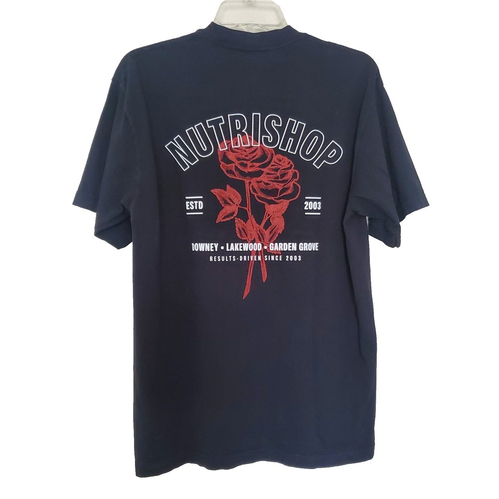 Los Angeles Apparel Nutrishop Rose Graphic T-Shirt Mens Med Black 6.5oz Cotton